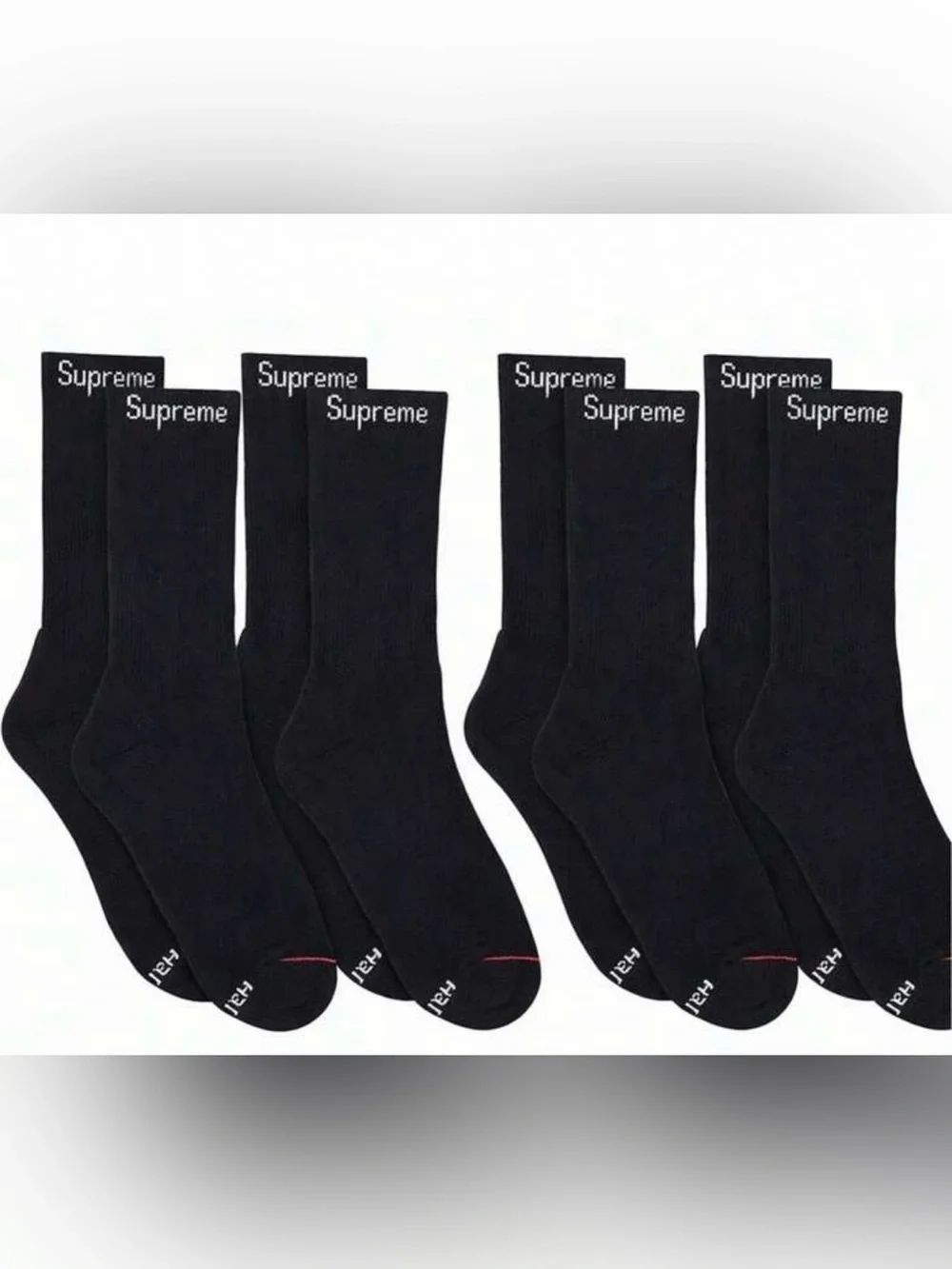 Supreme Black Crew Socks - Premium Pack of 4 Pairs